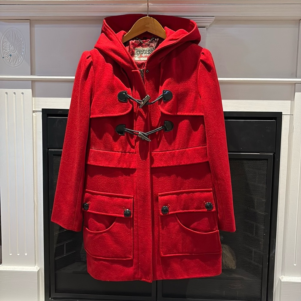 Guess Pea Coat, Large, Red
